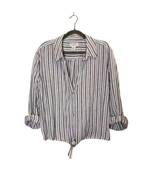 Calypso St.Barth Women’s Beachy Striped Tie-Front Button-Down Top sz XXL